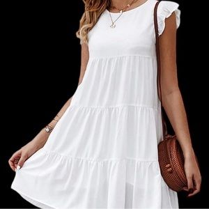 Kirundo XL tiered white summer dress